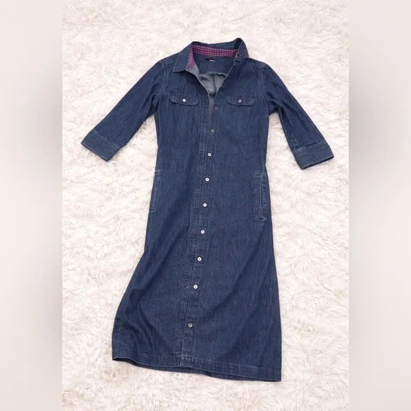 Talbots Button Down Denim Midi Shirt Dress Classic Casual - Picture 2 of 6